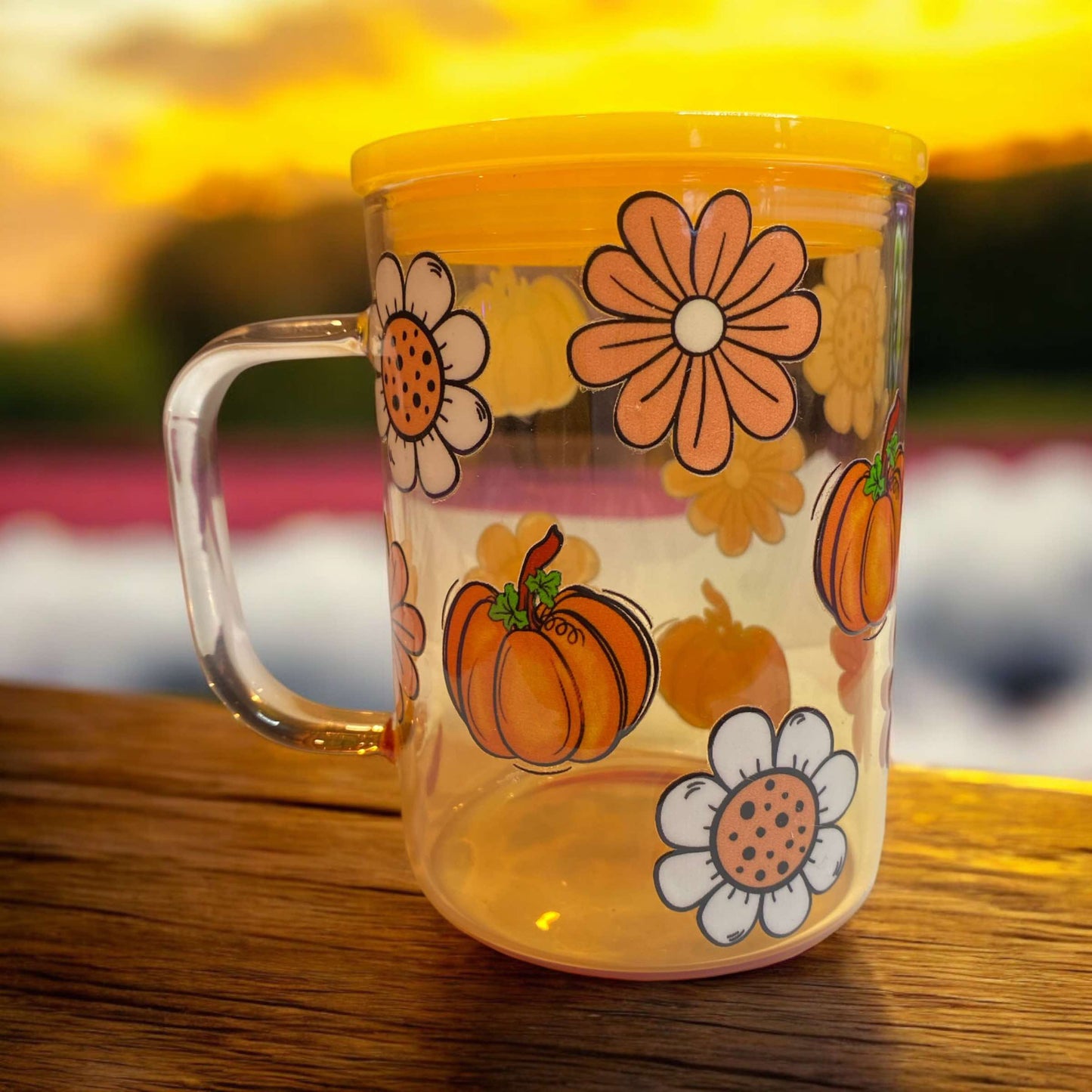 tasse 16 oz en verre de couleur jaune orangé