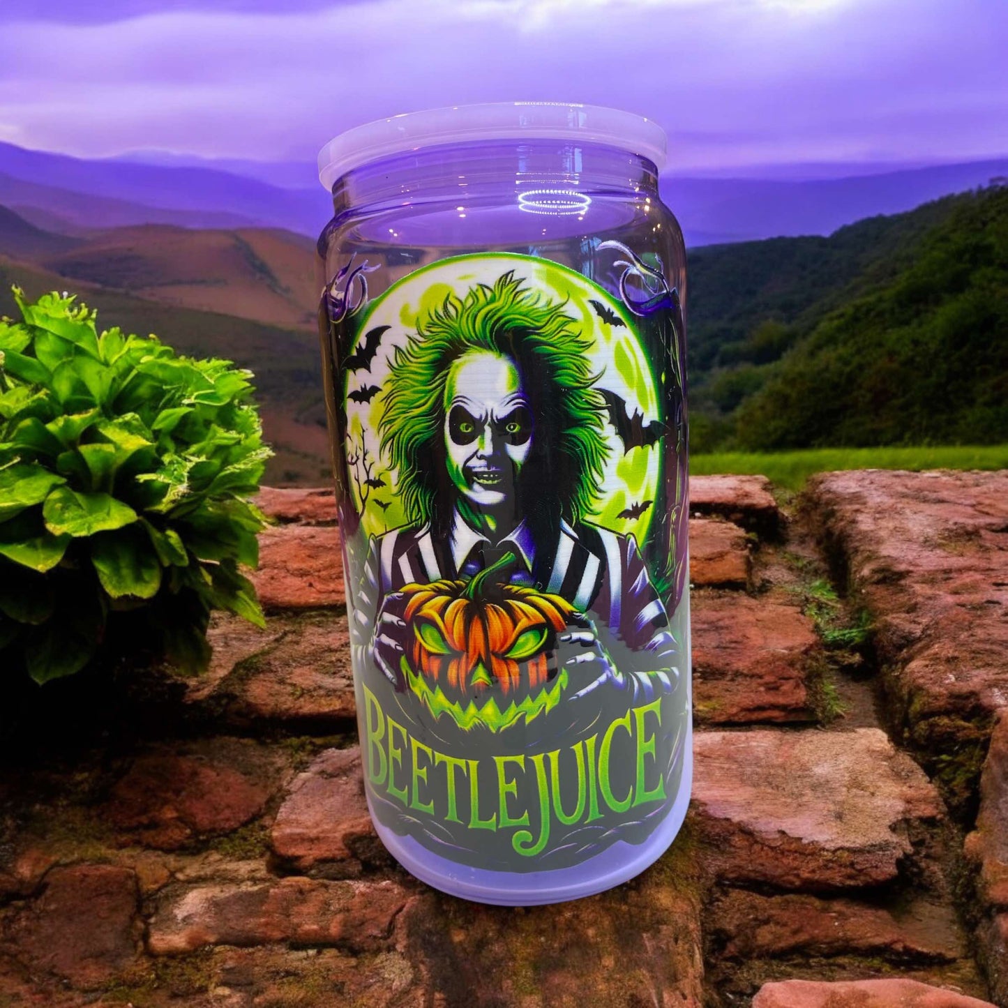 verre en vitre 16 oz mauve betteljuice