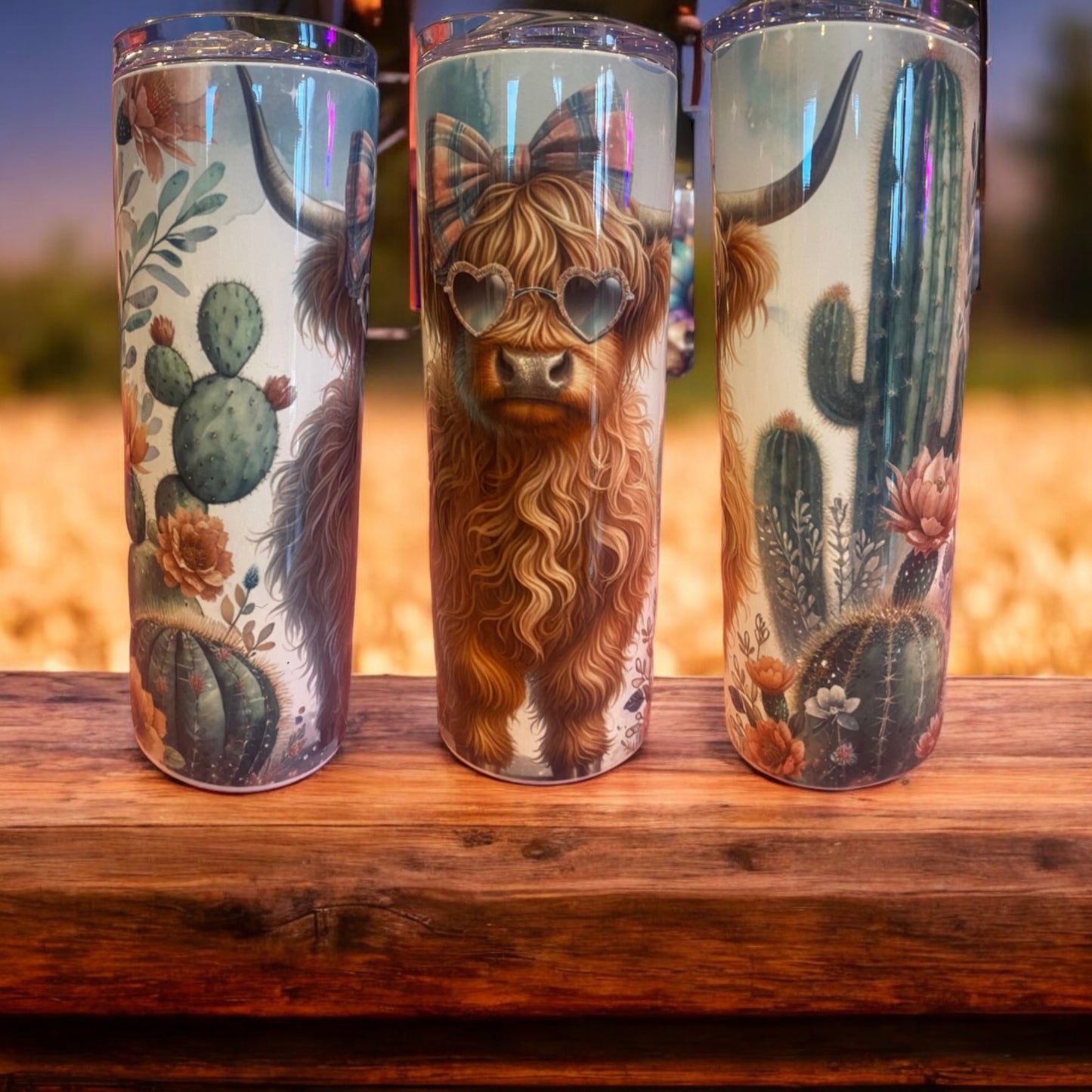 Tumbler 20 oZ vache higland cactus
