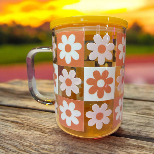 tasse en verre de couleur jaune orangé rétro 16 0z