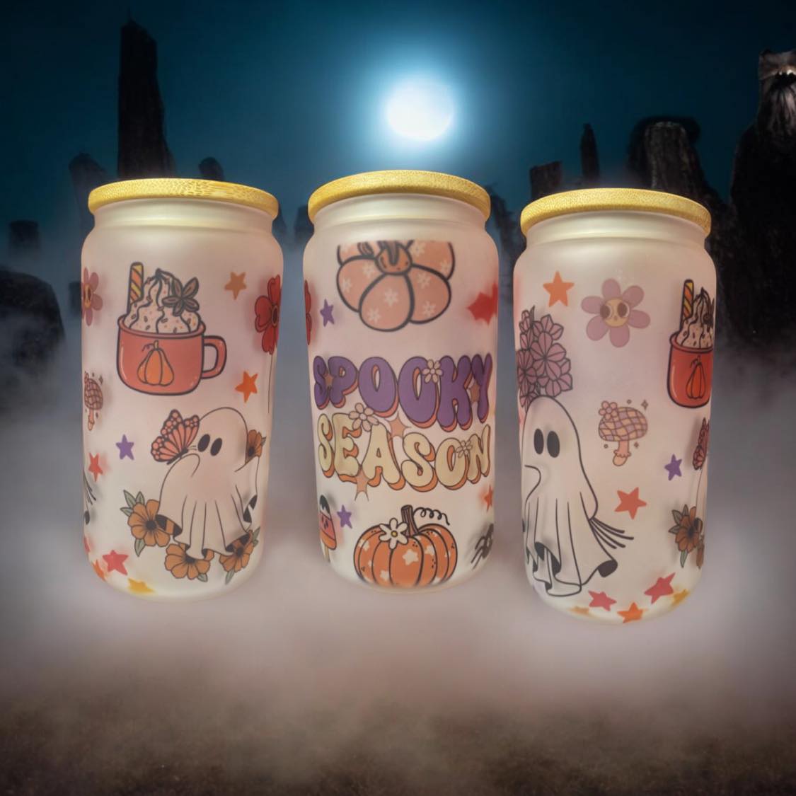 verre en vitre givré 16 oz spooky season