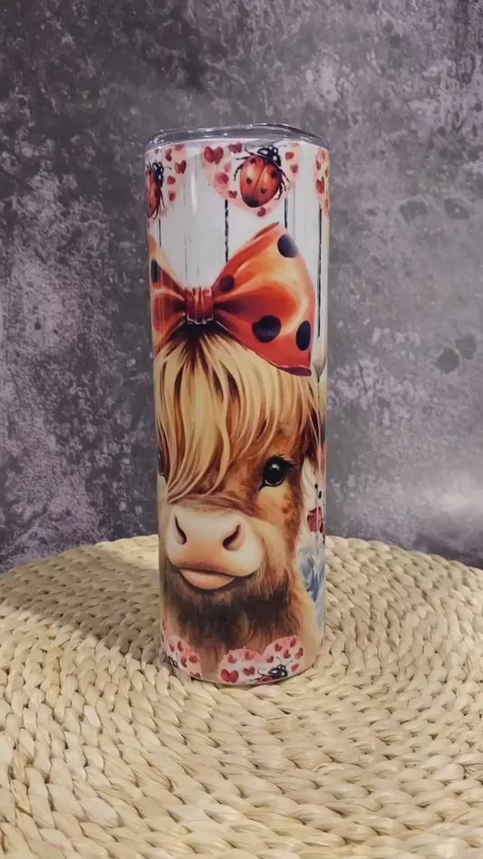 tumbler 20 oz mignonne vache et coccinelles